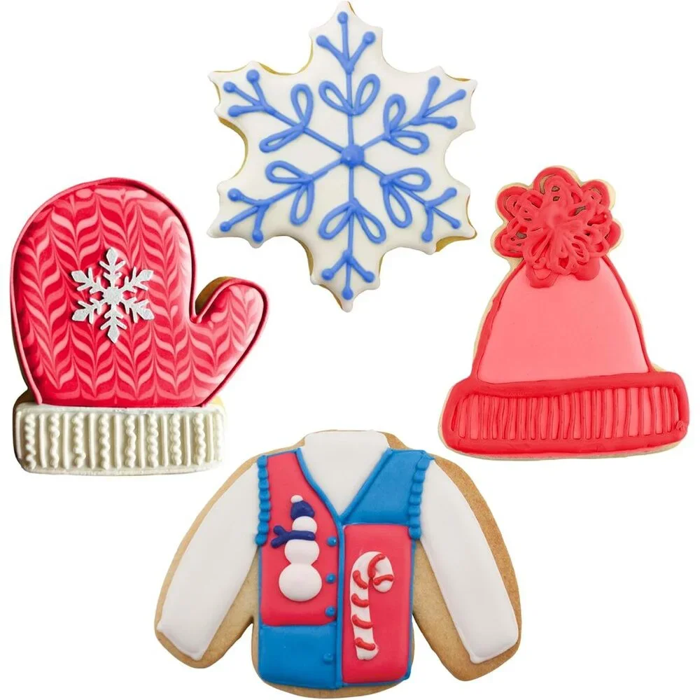 Ann Clark 4-Piece Winter Cookie Cutters with Recipe Booklet - Festive Baking
